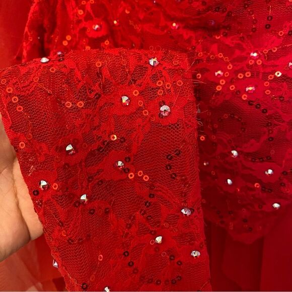 Kelle dance costume solo costume 2 piece red skirt lace crop top LC child Teen - Picture 6 of 16